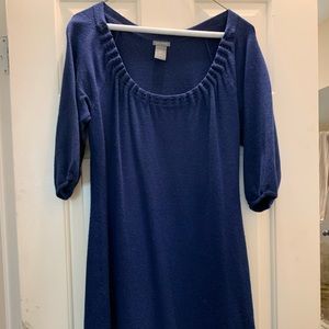 Navy knit knee-length dress